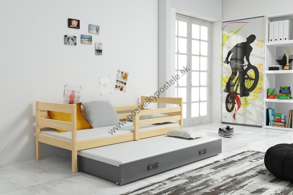 Posteľ s prístelkou ERIK 2 - 190x80cm Borovica - Grafitový