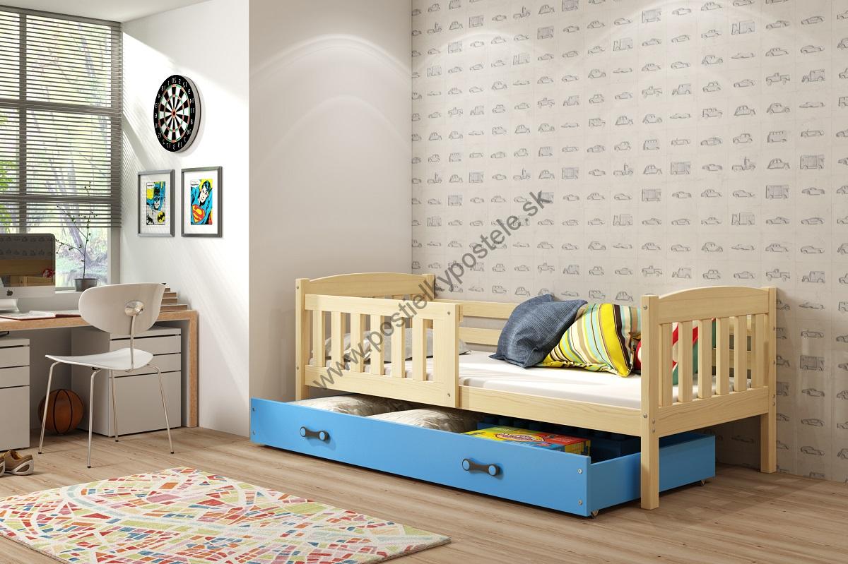 Posteľ KUBO 1 200x90 Borovica - Modrá