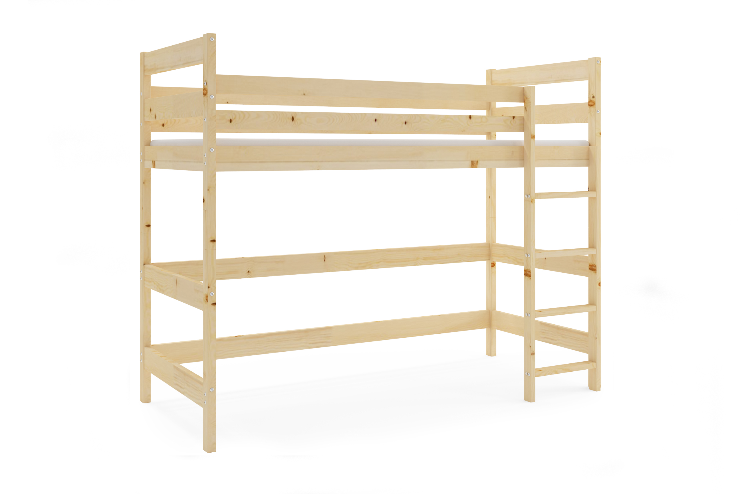 Vyvýšená posteľ z masívu ANTRESOLA 200×90 cm – borovica