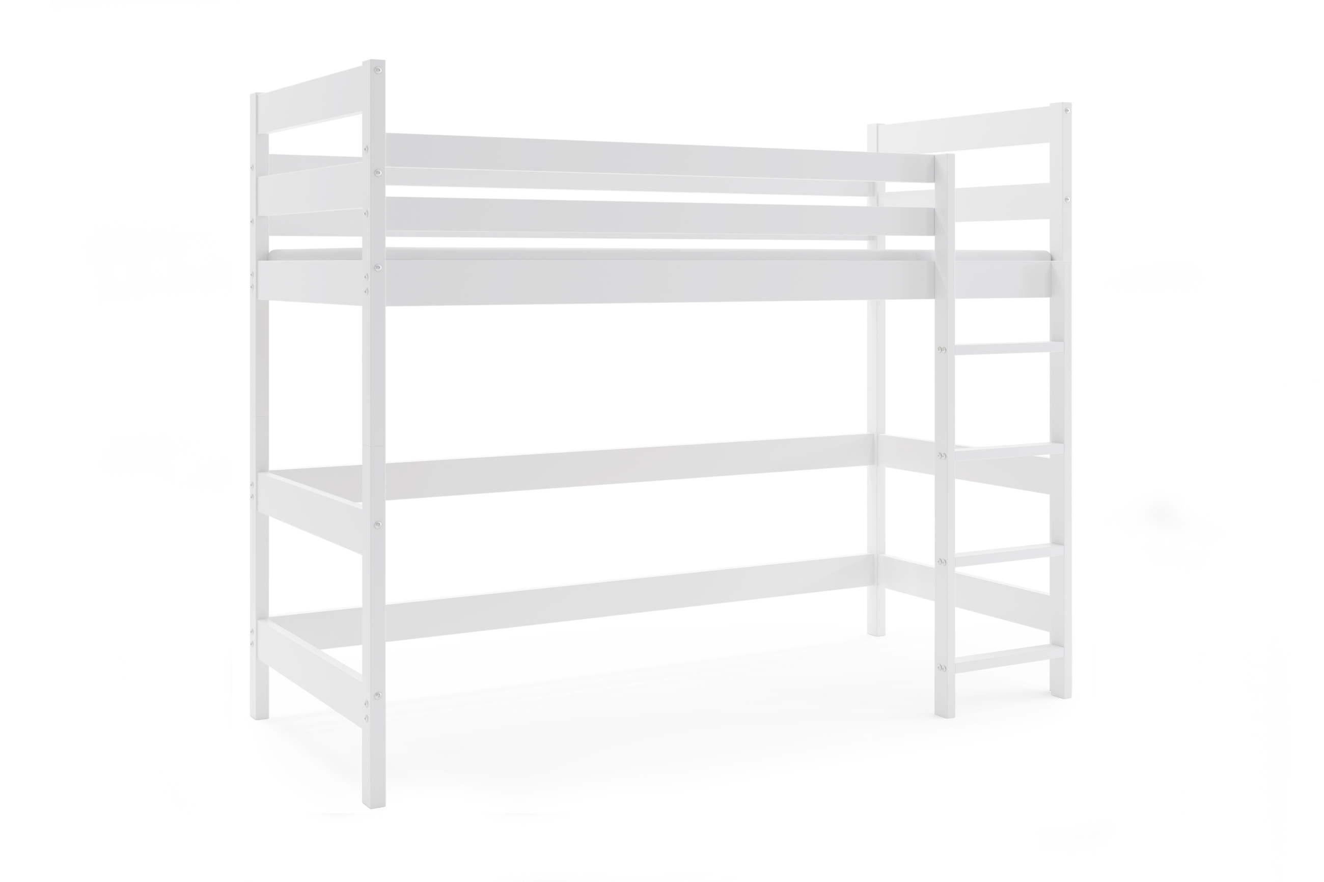 Vyvýšená posteľ z masívu ANTRESOLA 200×90 cm – biela