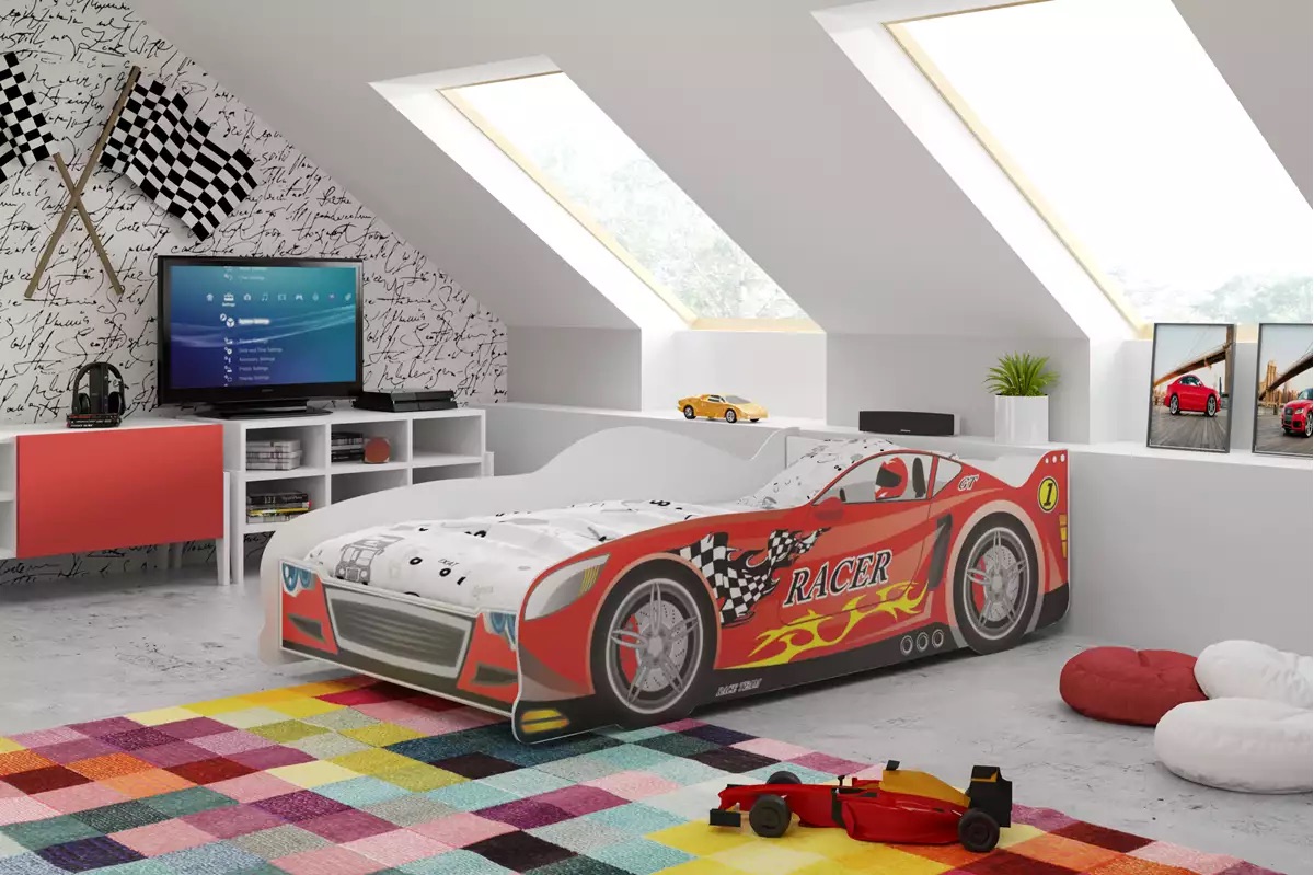 Posteľ Auto 160x80 Pretekár | červený