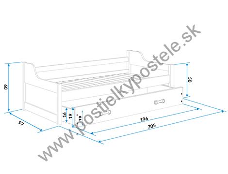 Posteľ s prístelkou DÁVID 200x90cm - Grafitový - Ružový