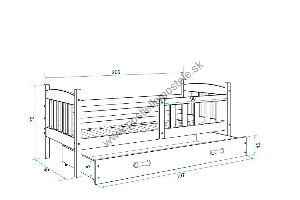 Posteľ KUBO 1 200x90 Biela