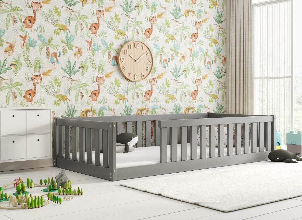 Posteľ BELLA SIMA 190x90 Montessori z masívu – grafitová