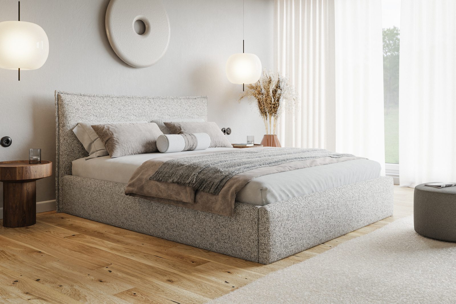 Čalúnená manželská posteľ s úložným priestorom SLIM 14 - striebornosivá | 160×200