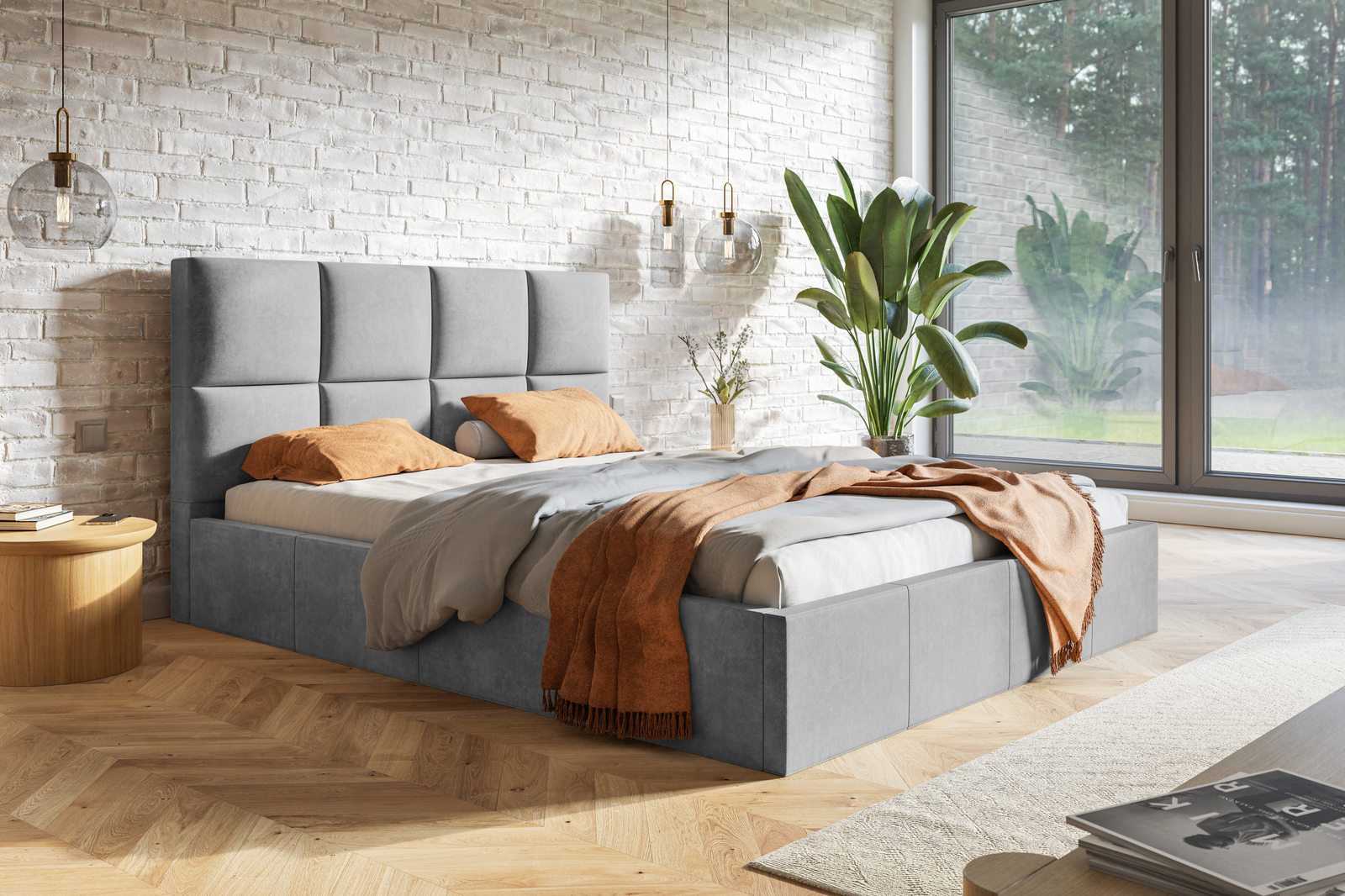 Čalúnená posteľ s úložným priestorom SLIM 1 — modrosivá | 180×200