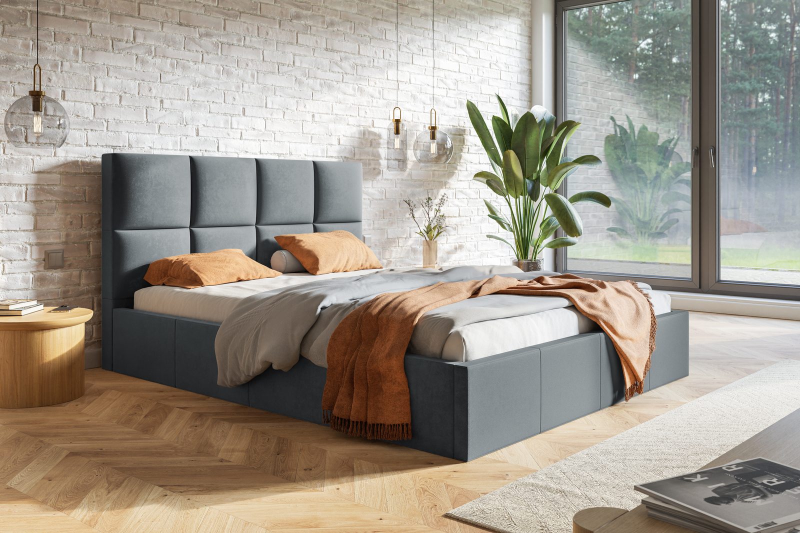 Čalúnená posteľ s úložným priestorom SLIM 1 — tmavá antracitová | 160×200