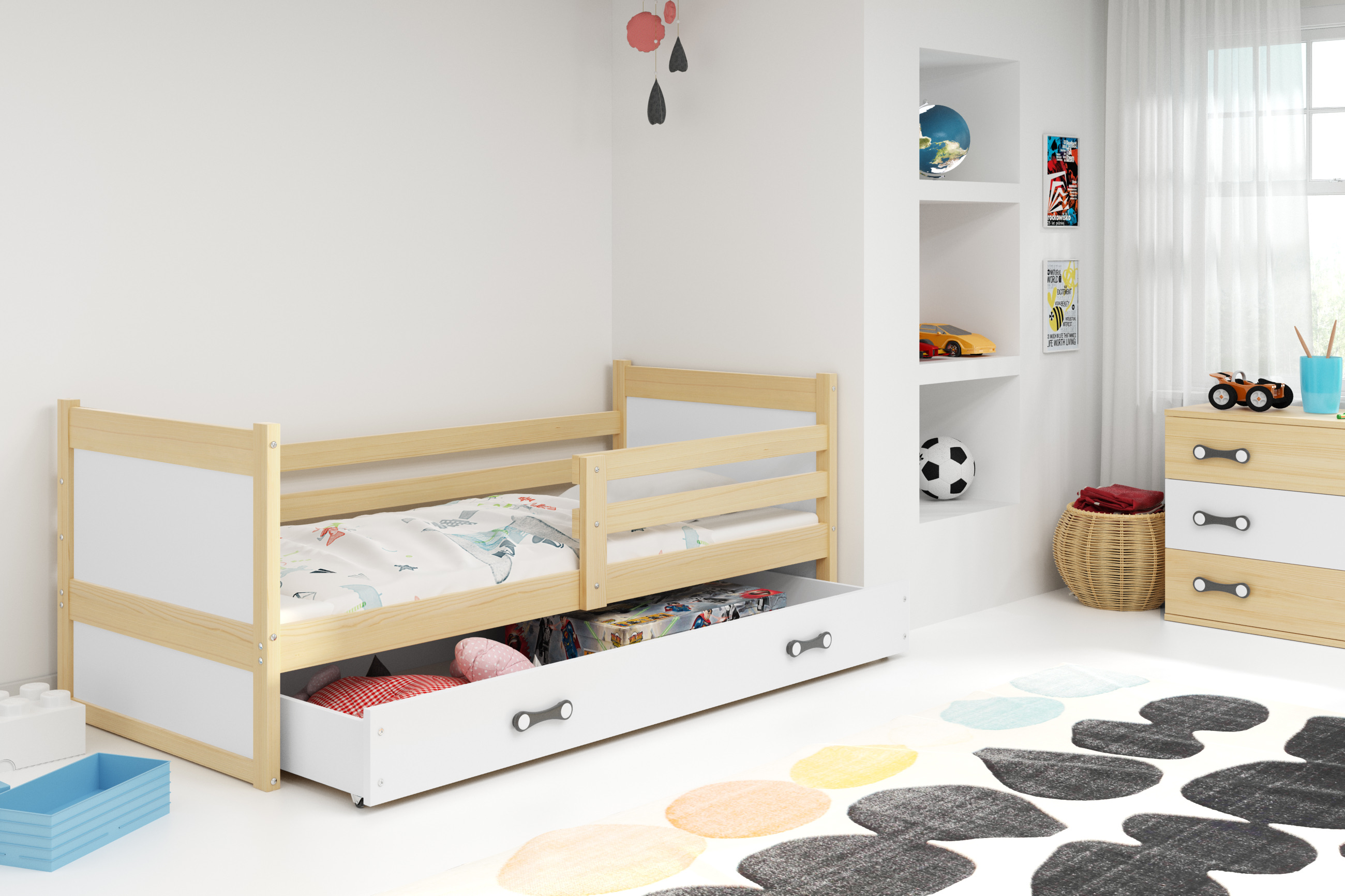 Posteľ RICO 1 200x90 borovica - biela
