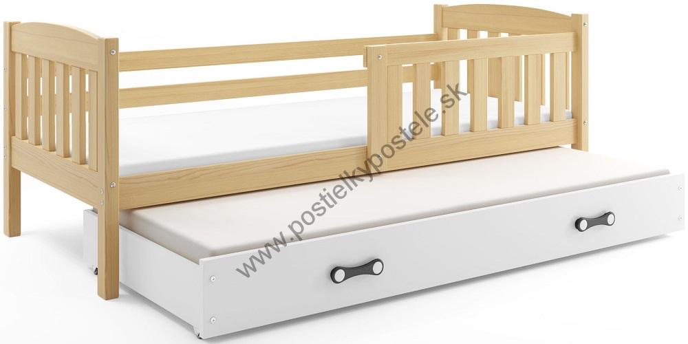 Posteľ s prístelkou KUBO 2 - 190x80cm Borovica - Biely