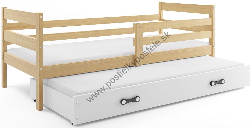 Posteľ s prístelkou ERIK 2 - 200x90cm Borovica - Biely
