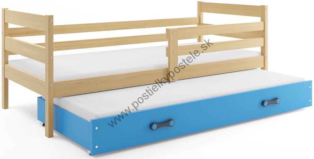 Posteľ s prístelkou ERIK 2 - 200x90cm Borovica - Modrý