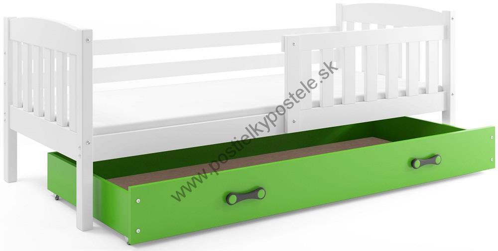 Posteľ KUBO 1 200x90 Biela - Zelená