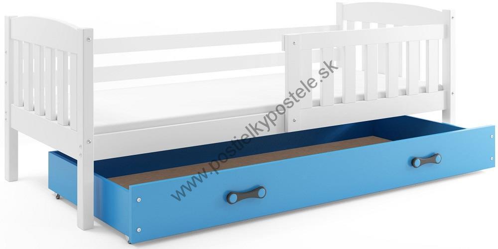 Posteľ KUBO 1 200x90 Biela - Modrá