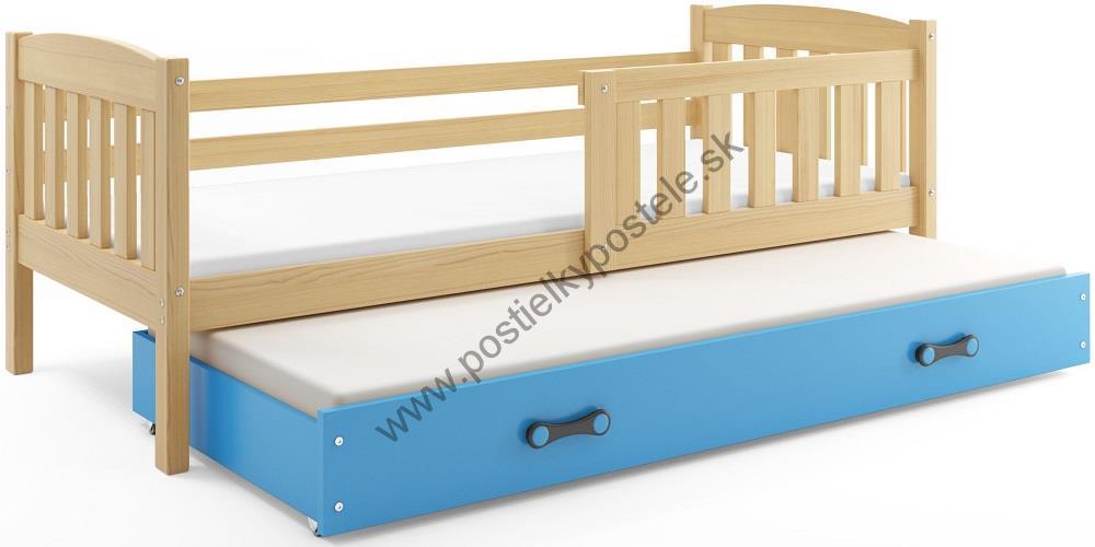 Posteľ s prístelkou KUBO 2 - 200x90cm Borovica - Modrý
