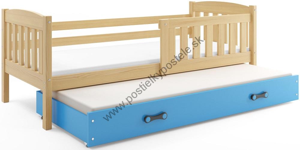 Posteľ s prístelkou KUBO 2 - 190x80cm Borovica - Modrý