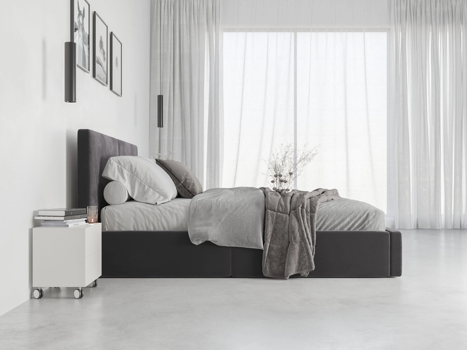 Čalúnená posteľ s úložným priestorom HILTON 160x200 - grafitová