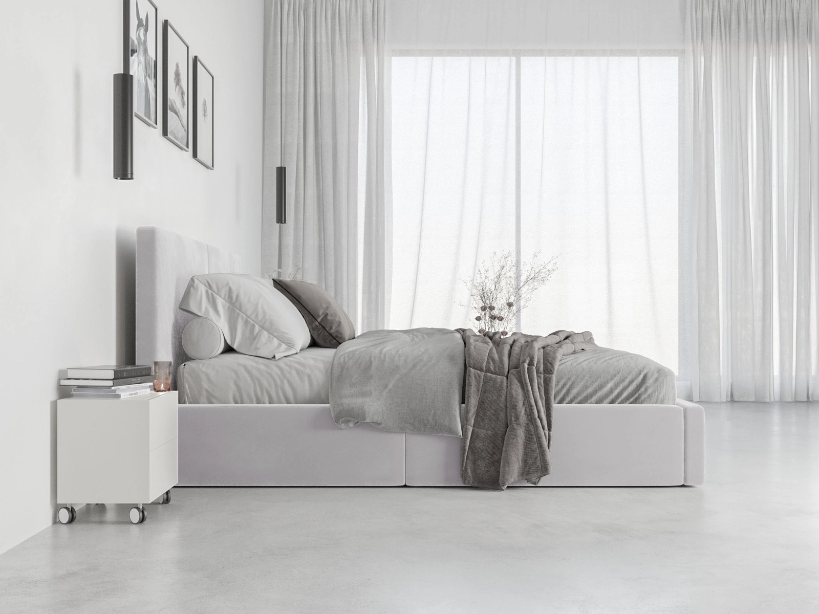 Čalúnená posteľ s úložným priestorom HILTON 140x200 - sivá