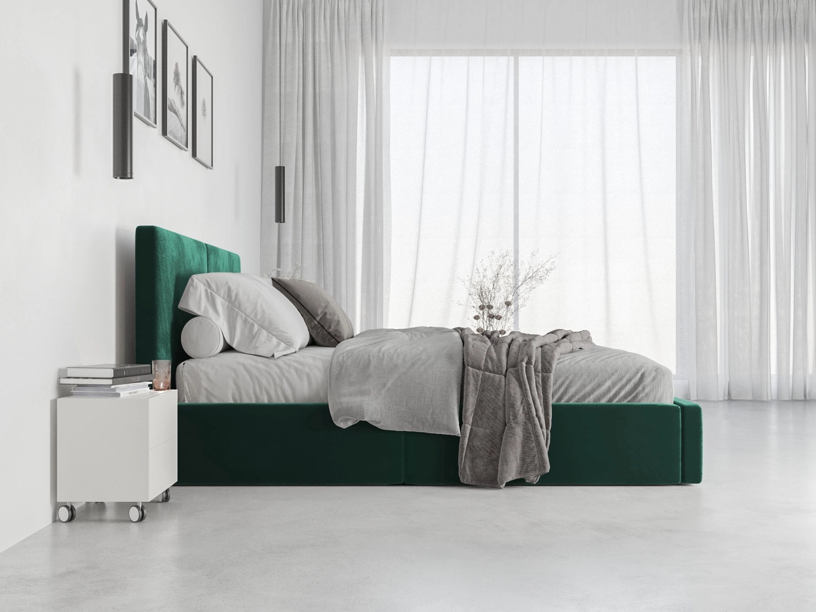 Čalúnená posteľ s úložným priestorom HILTON 120x200 - zelená