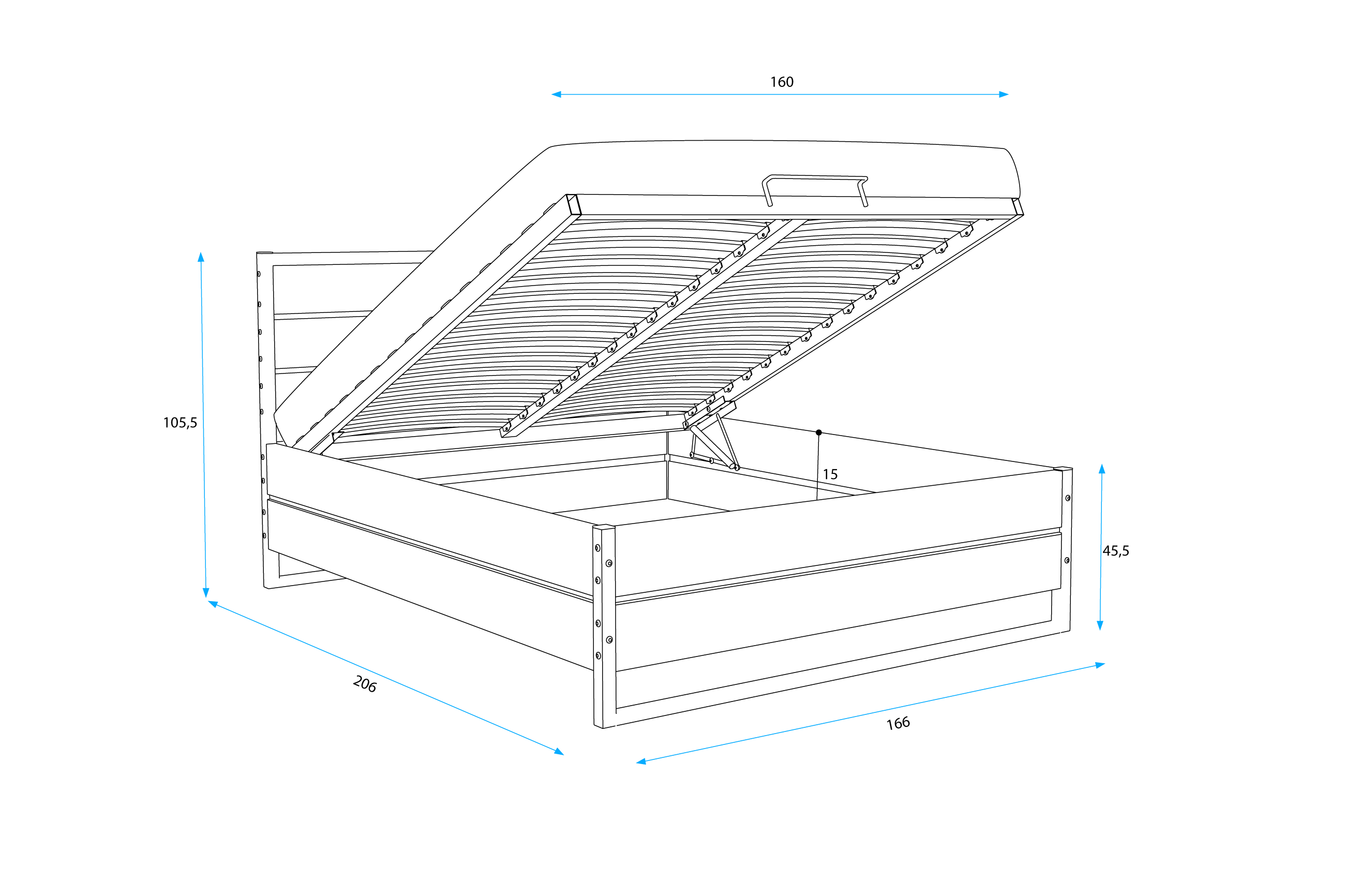 Dubová posteľ (výklopná) LOFT 160x200cm