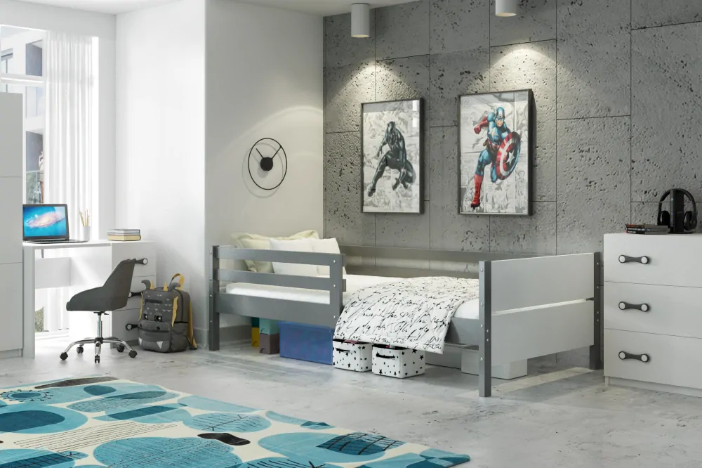 Posteľ MARIO - 160x80cm Grafit - Biela