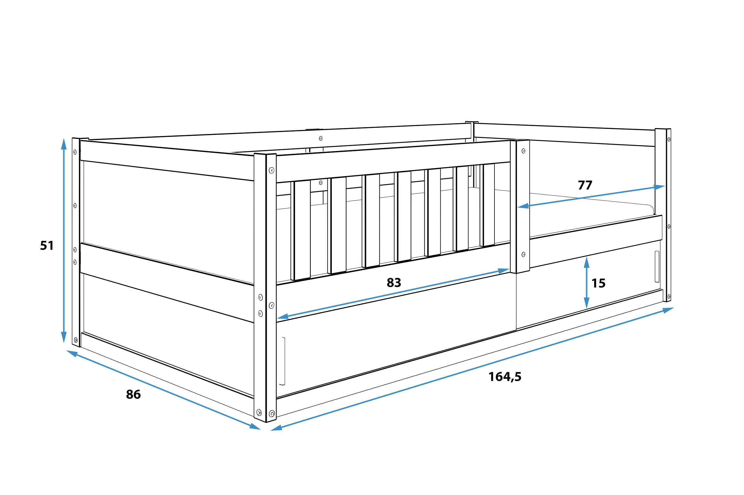 Posteľ SMART 2 natural 160x80 cm - borovica