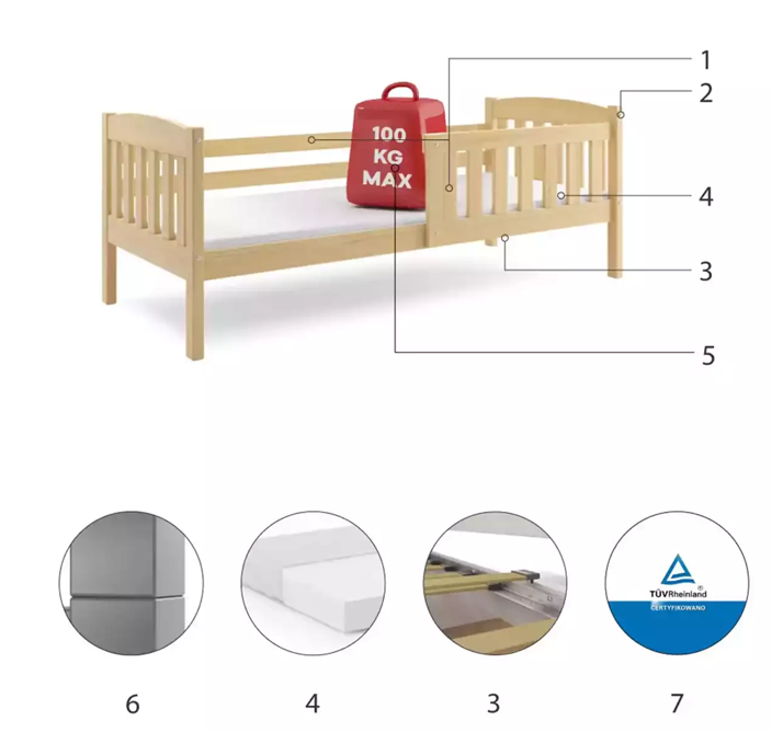 Posteľ KUBO 1 160x80 borovica (bez zásuvky)