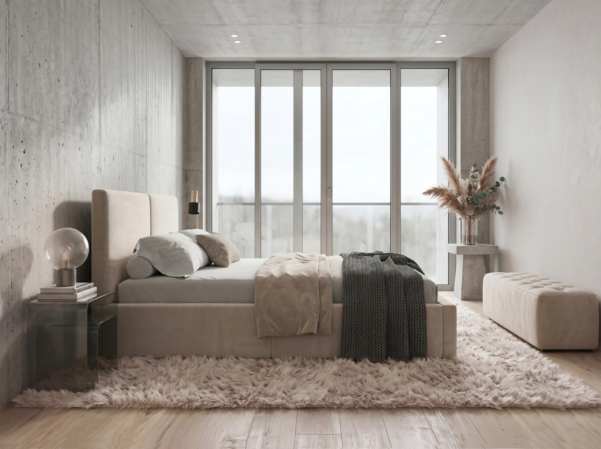 Čalúnená posteľ HILTON 140x200 kašmírová – bočný pohľad