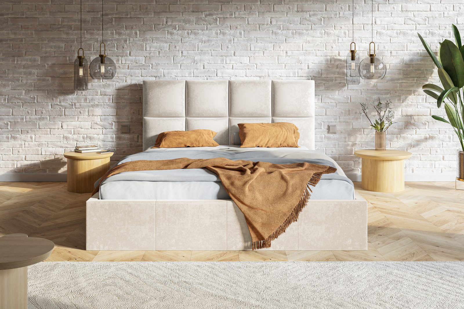Čalúnená posteľ s úložným priestorom SLIM 1 — ružovobéžová | 180×200