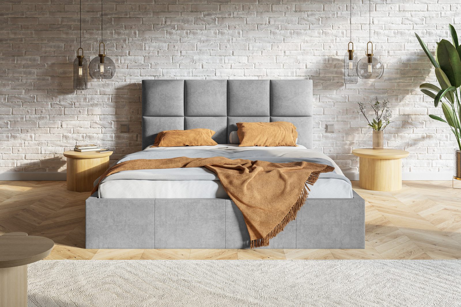 Čalúnená posteľ s úložným priestorom SLIM 1 — modrosivá | 180×200