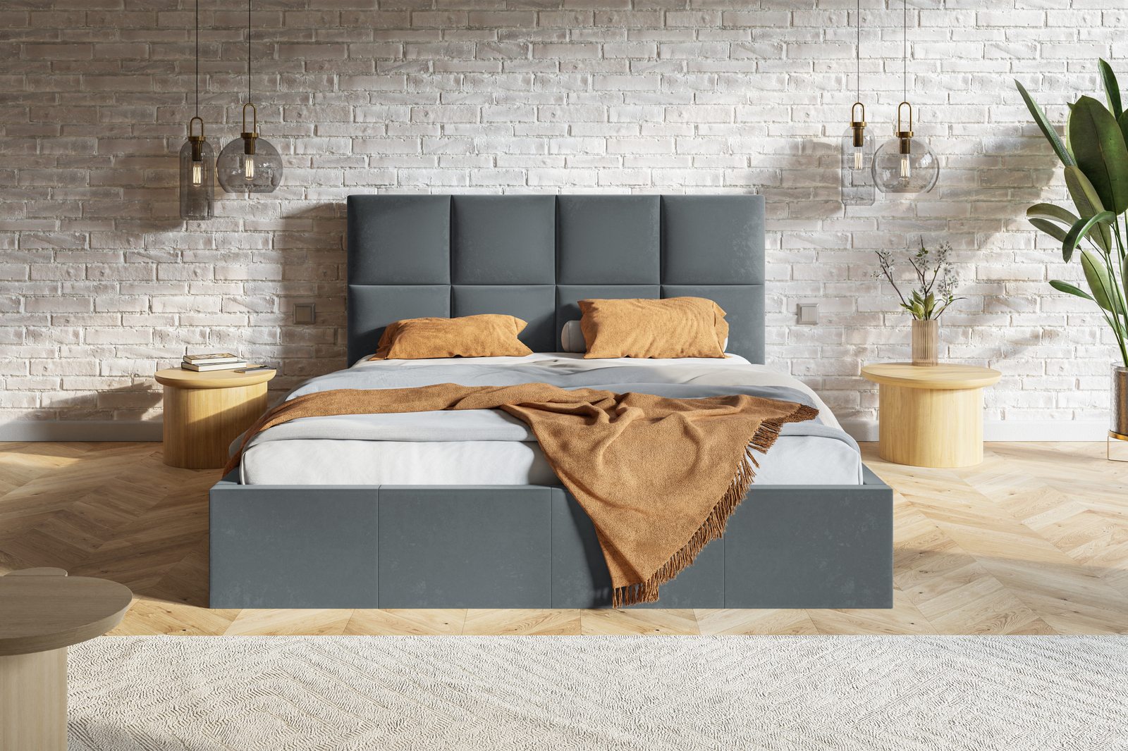 Čalúnená posteľ s úložným priestorom SLIM 1 — tmavá antracitová | 160×200