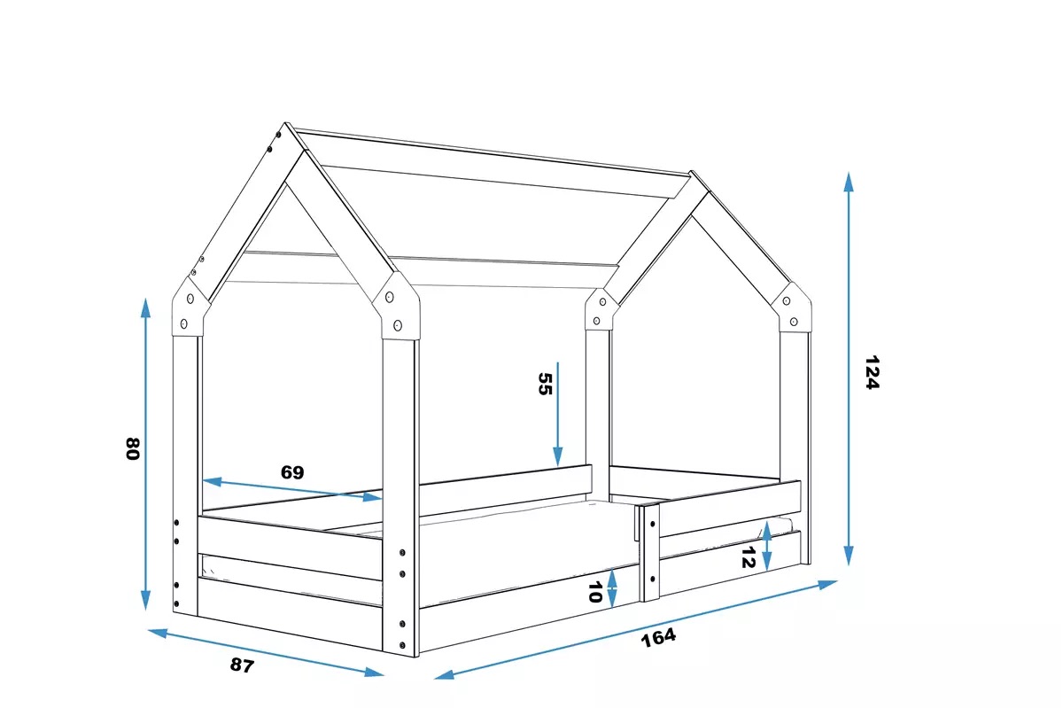 Domčeková posteľ DOMČEK 1 160x80 borovica