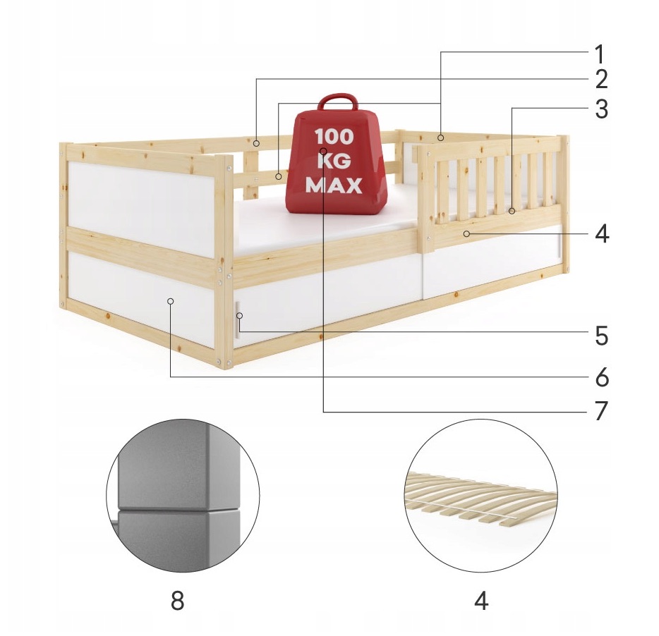 Posteľ SMART 2 natural 160x80 cm - borovica