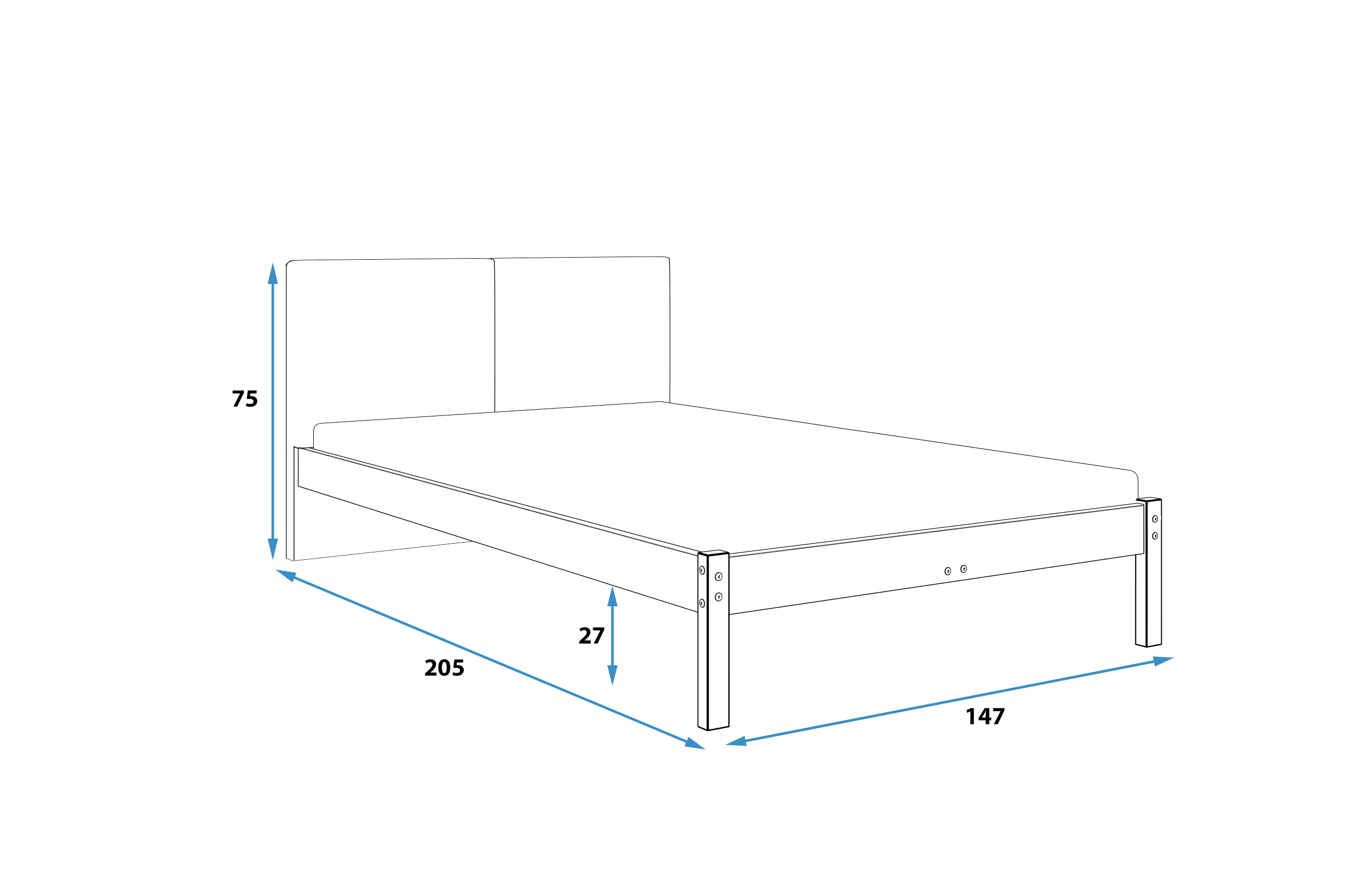 Manželská posteľ GALAXY so sivým čelom 140x200 cm - prírodná borovica