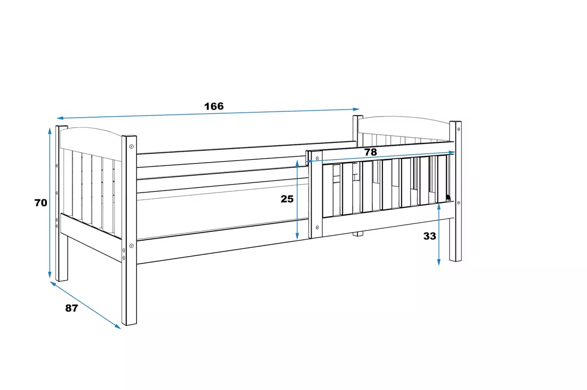 Posteľ KUBO 1 160x80 borovica (bez zásuvky)