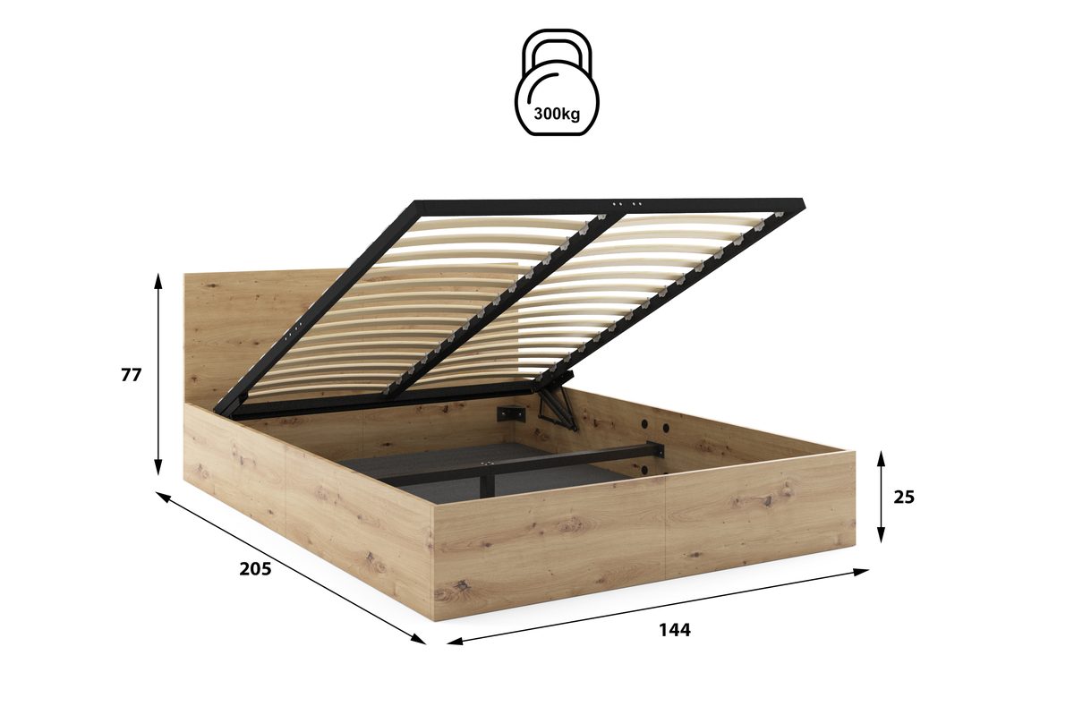 Manželská posteľ s úložným priestorom PAX 140x200 – dub artisan