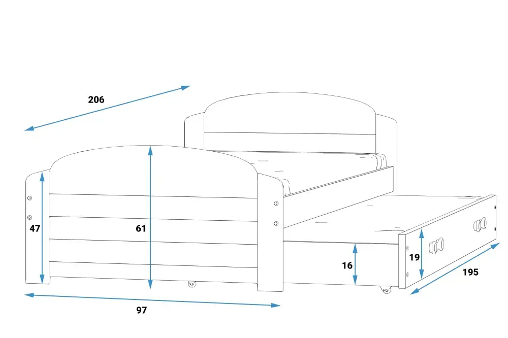 Posteľ s prístelkou LILI 200x90 Biela