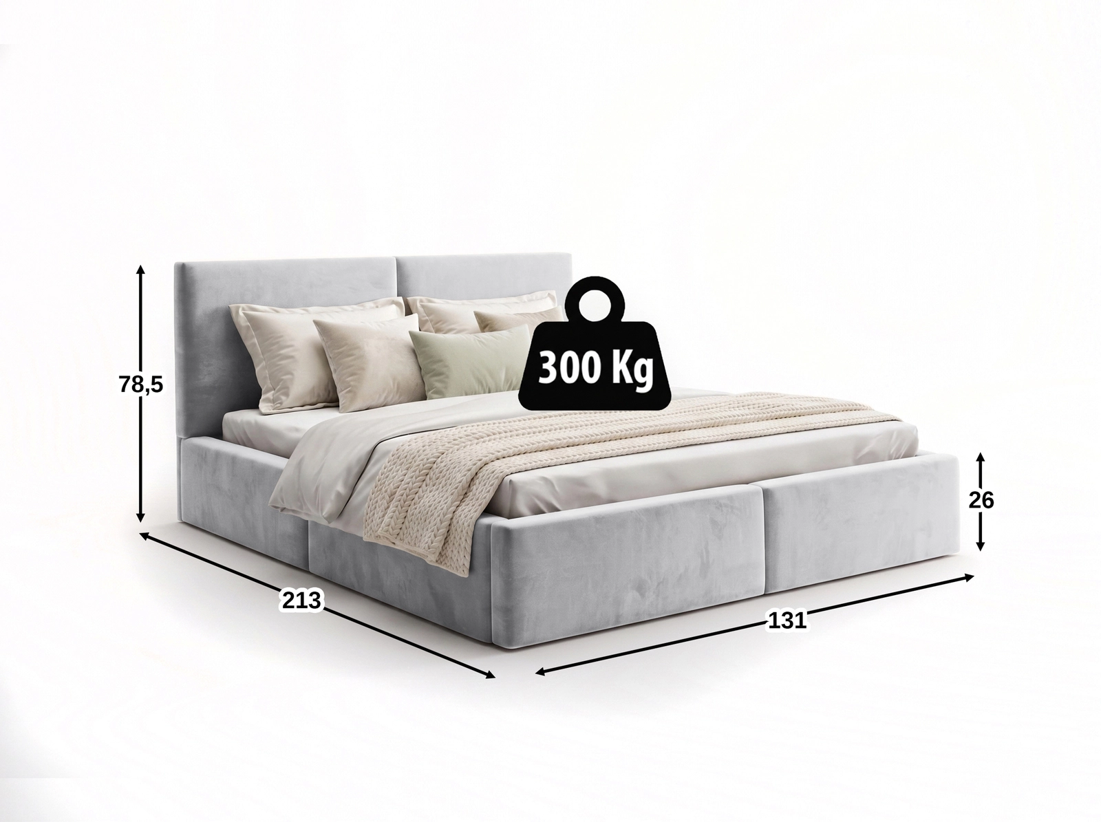 Čalúnená posteľ s úložným priestorom HILTON 120x200 - sivá
