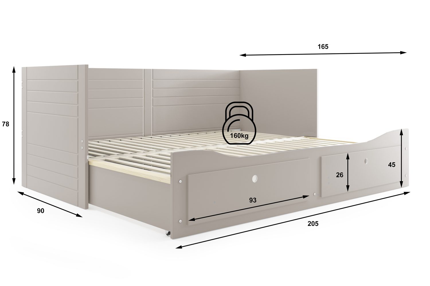 Rozkladacia posteľ HERMES 2 200x80 kašmírová