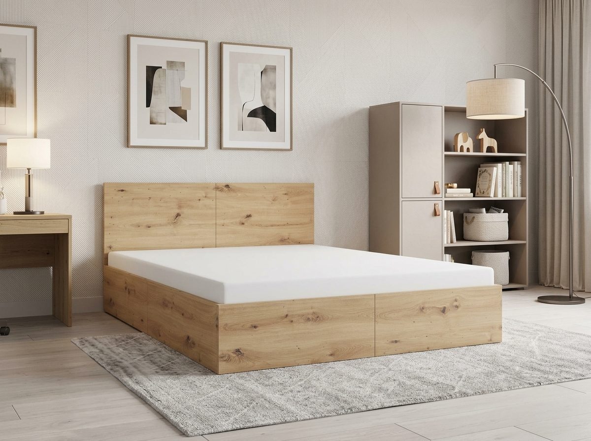 Manželská posteľ s úložným priestorom PAX 140x200 – dub artisan