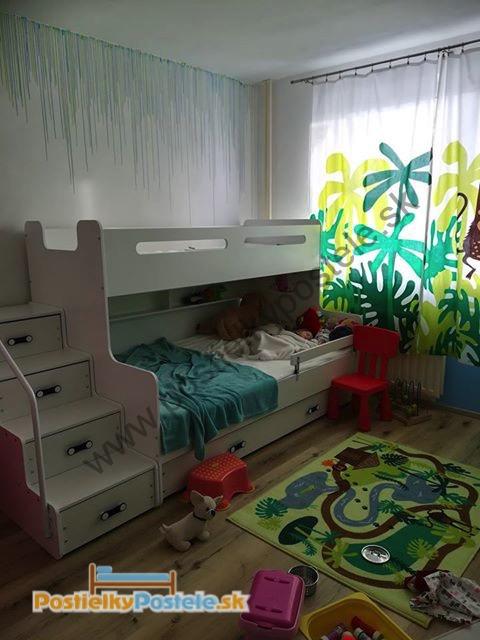 Poschodová posteľ MAX 3 rozšírená 200x120 biela - biela