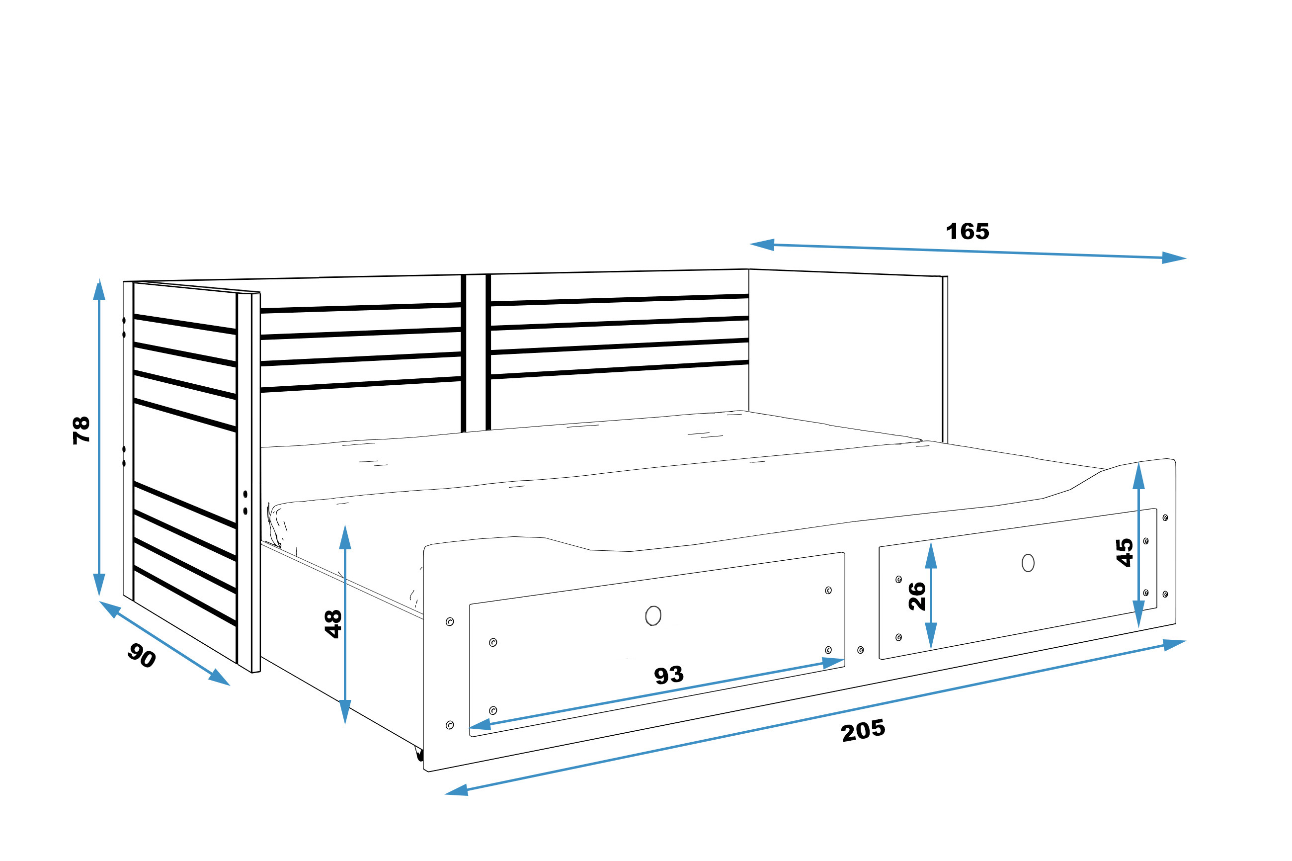 Rozkladacia posteľ HERMES 2 200x80 grafit