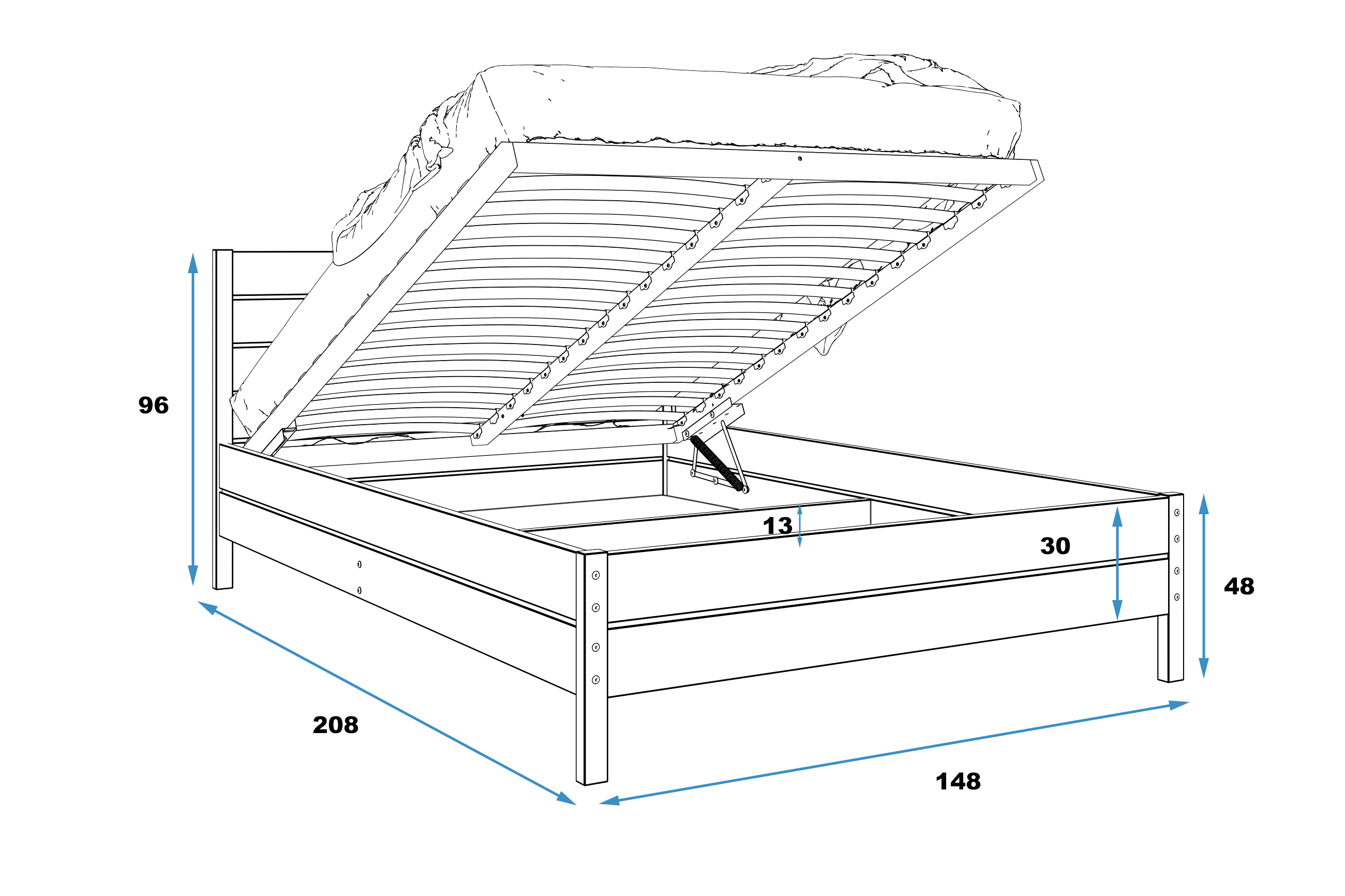 Manželská posteľ CONTINENTAL 140x200 biela