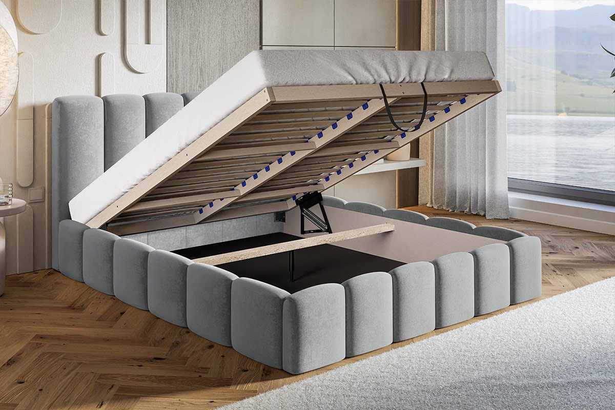 Čalúnená manželská posteľ s úložným priestorom SLIM 11 - krémovo-biela | 180×200