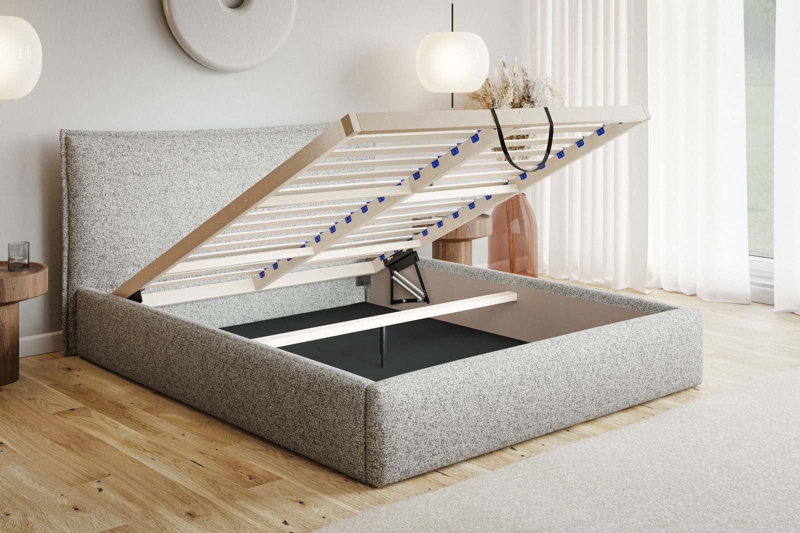 Čalúnená manželská posteľ s úložným priestorom SLIM 14 - striebornosivá | 160×200