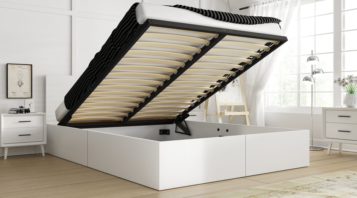 Manželská posteľ s úložným priestorom PAX 140x200 – biela