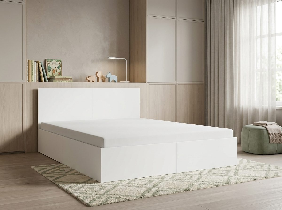 Manželská posteľ s úložným priestorom PAX 160x200 – biela