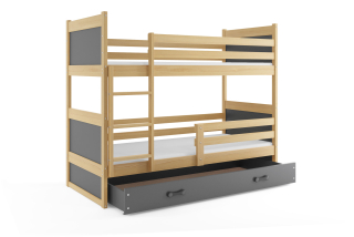 Poschodová posteľ RICO 2 190x90 Borovica - Grafitová
