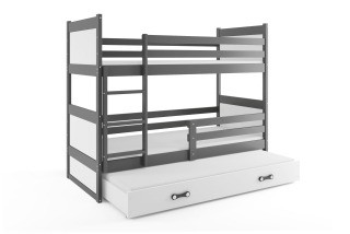 Poschodová posteľ s prístelkou RICO 3 200x90 Grafitová - Biela