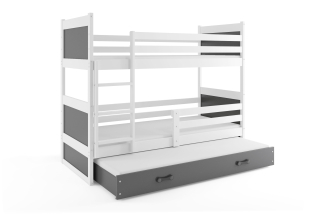 Poschodová posteľ s prístelkou RICO 3 190x90 Biela - Grafitová
