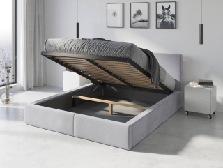 Čalúnená posteľ s úložným priestorom HILTON 160x200 - sivá